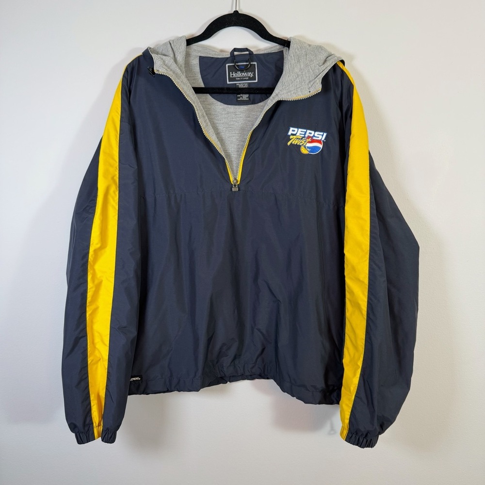 Vintage Pepsi Twist Promo Gear Holloway 1/4 Zip Windbreaker Jacket Hooded Y2K XL